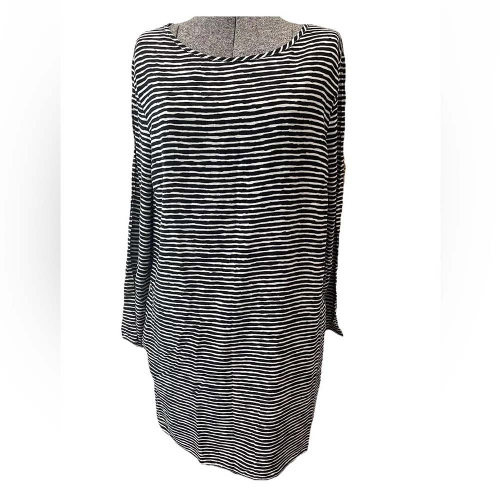 Gap ladies size large black and white striped shift dress-cotton/rayon-classic‎